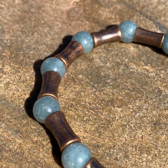 Wanderer and Gatherer Bracelet - Jade and Bamboo Brass SM/SM-MED - Picture 1 of 5